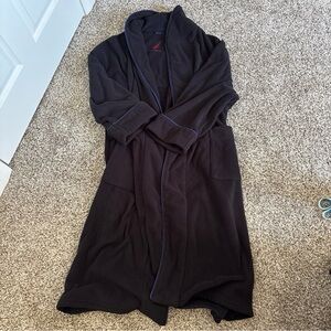 Nautica Men’s Black Fleece Robe One Size Soft Plush Bathrobe Missing Belt